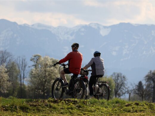 active seniors ride bicycles