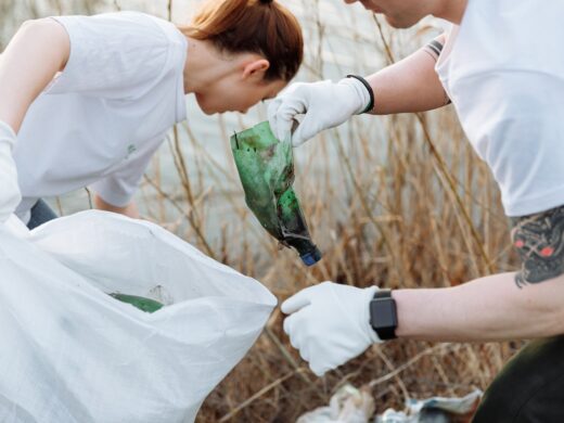 volunteers cleaning up