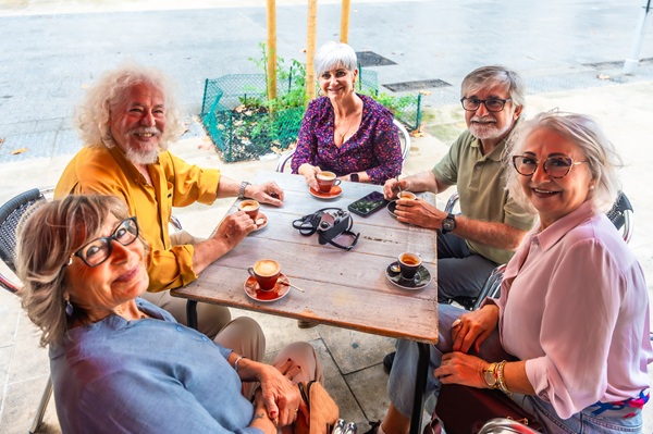 Friends gather for coffee